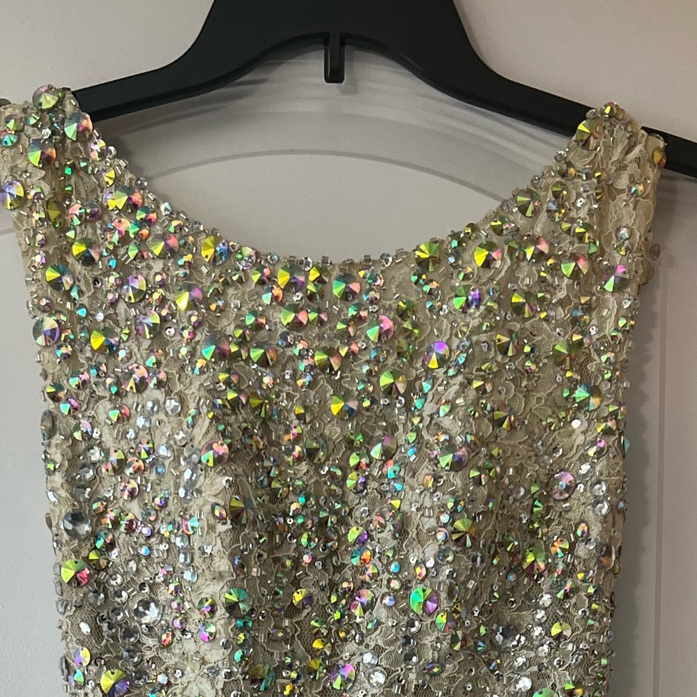 White Lace Rhinestone Dress - Picture 3 of 7